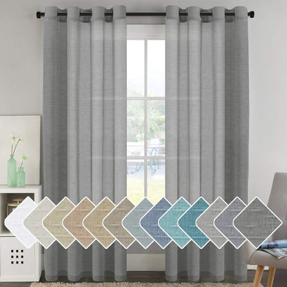 H.VERSAILTEX Natural Linen Sheer Curtains 84" 2 Panels Grommet