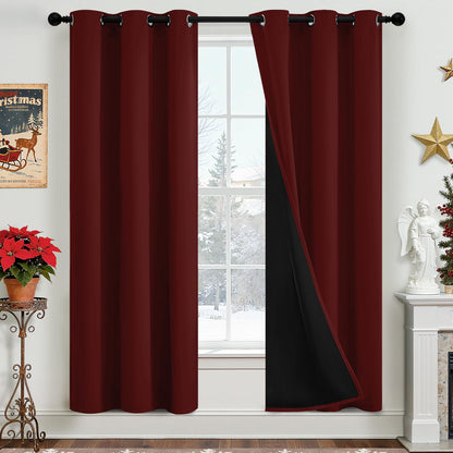 Yakamok Burgundy Red Blackout Curtains 84 inches Long for Bedroom 38" Wide