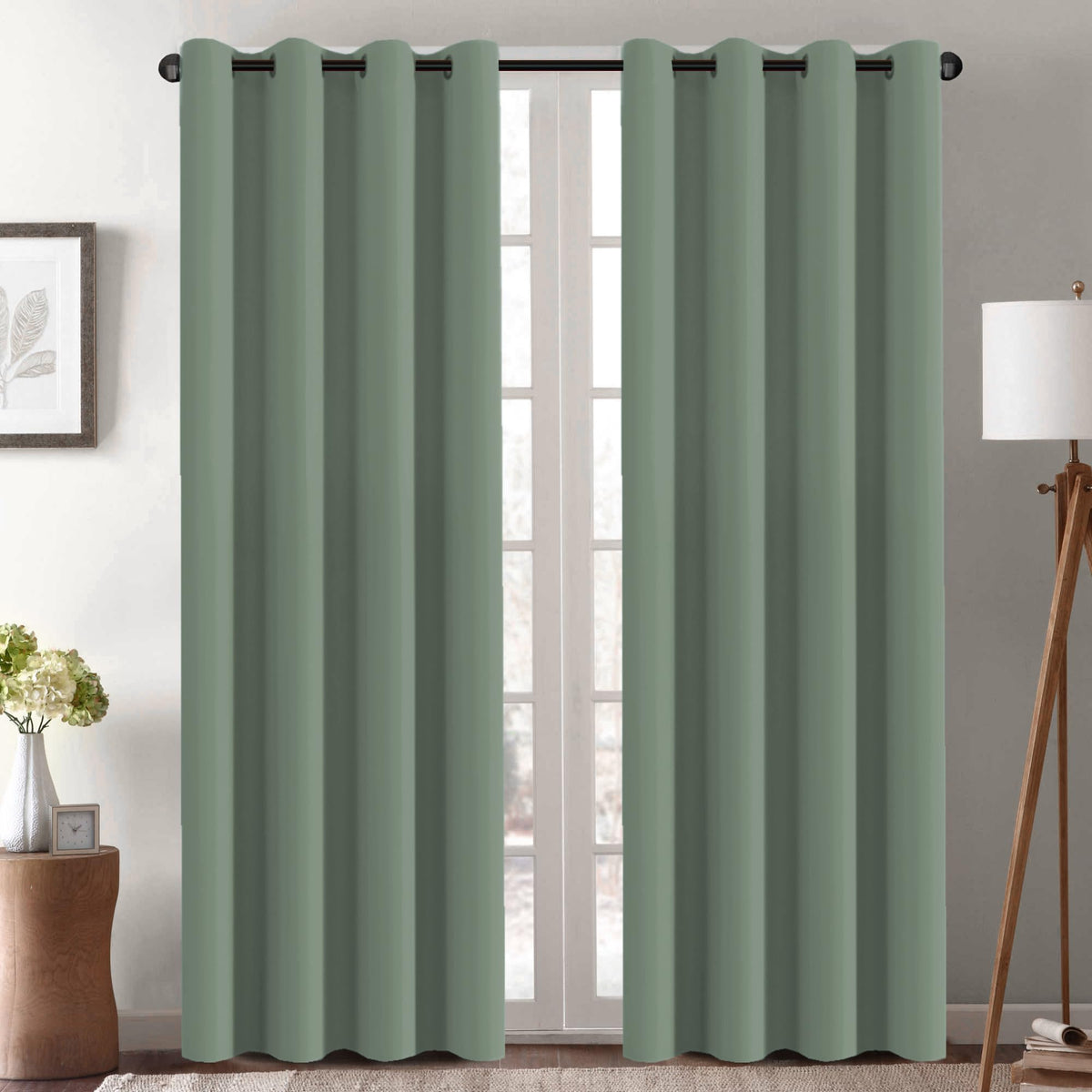 H.VERSAILTEX 100% Blackout Curtains for Bedroom Black Out Curtains 96 inch Thermal Insulated Long Blackout Curtains for Living Room, Energy Saving Curtains for Patio Door Grommet (1 Panel, Jet Black)