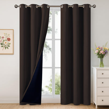 YoungsTex Black Blackout Curtains for Bedroom, Thermal Drapes Heat Blocking
