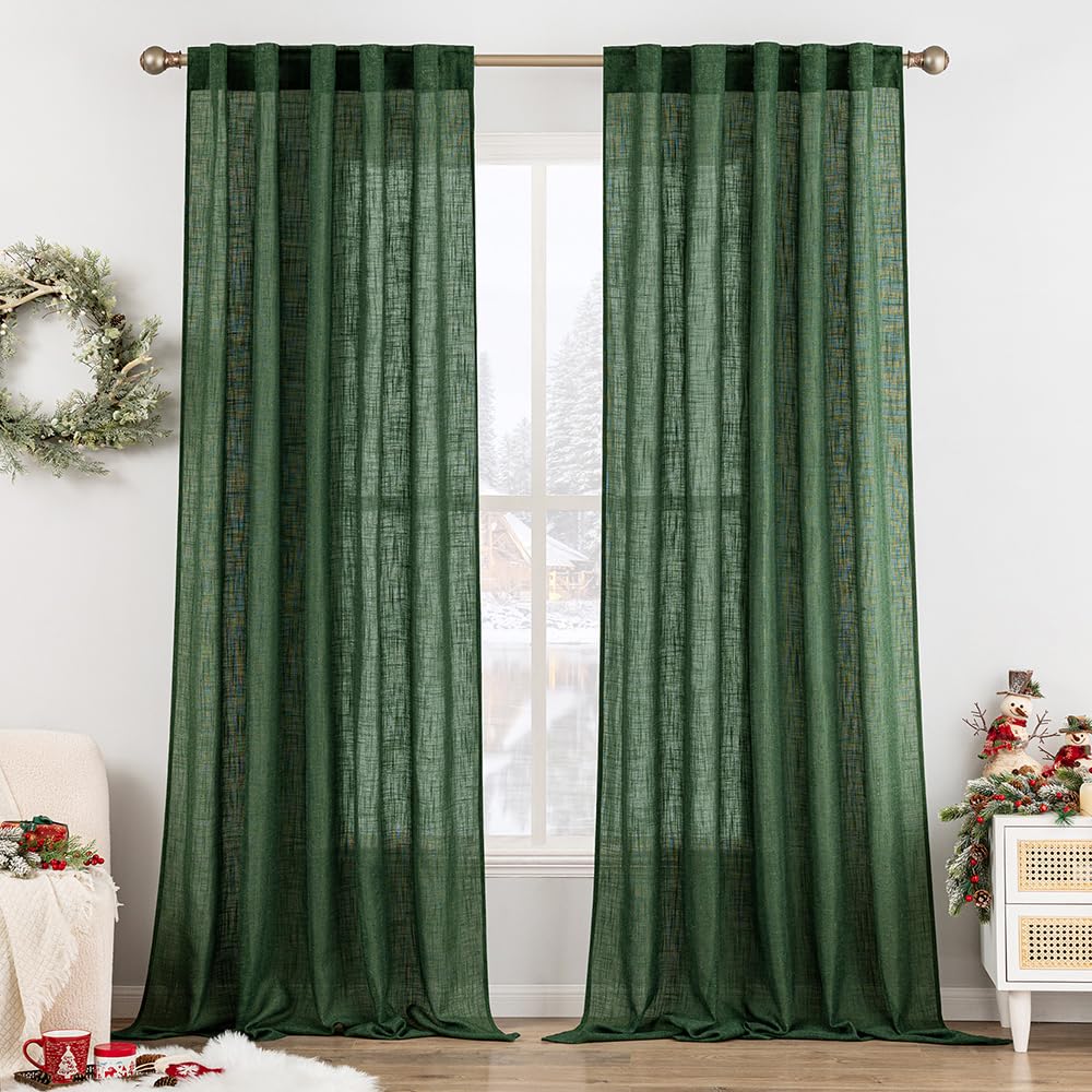 MIULEE Natural White Linen Curtains 52x84 Inch Long for Bedroom Living Room