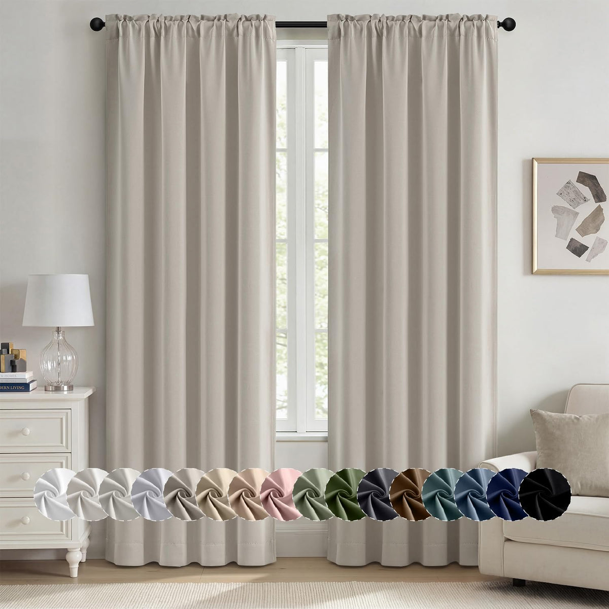 MIULEE Stone Blue Blackout Curtains for Bedroom Living Room 40"x63" 2 Panel