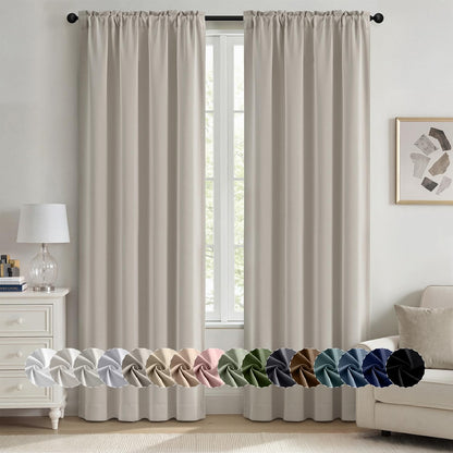 MIULEE Stone Blue Blackout Curtains for Bedroom Living Room 40"x63" 2 Panel