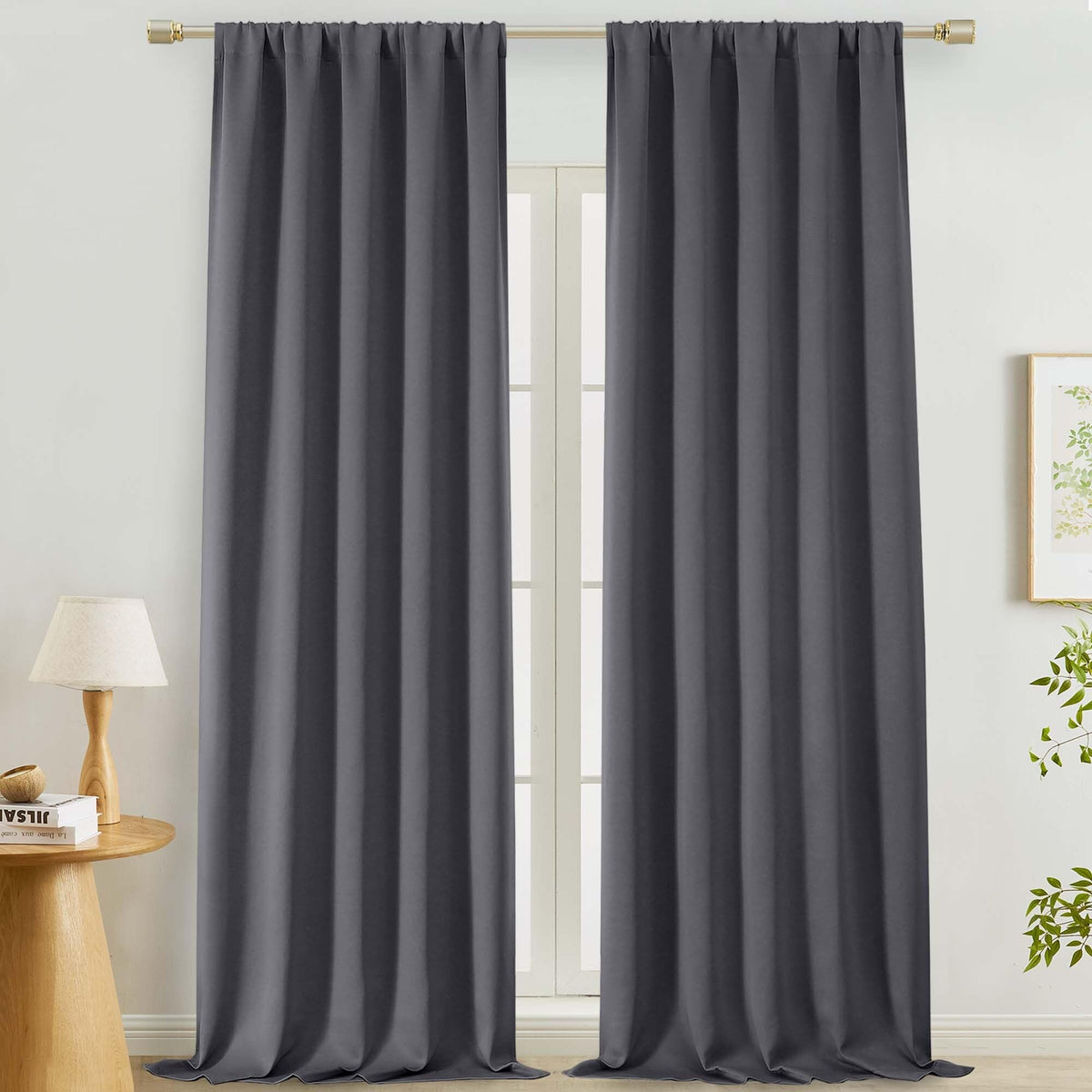 Lecloud Sage Green Room Darkening Curtains 54 Inch Length 2 Panels, Window Curtains for Bedroom, Energy Thermal Insulating Rod Pocket Curtain Drapes for Small Window, 40" W x 54" L