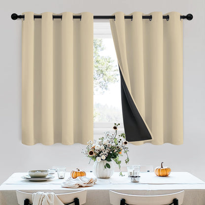 SimpleHome Cream 100% Blackout Curtains Room Darkening Living Room 84 Inch