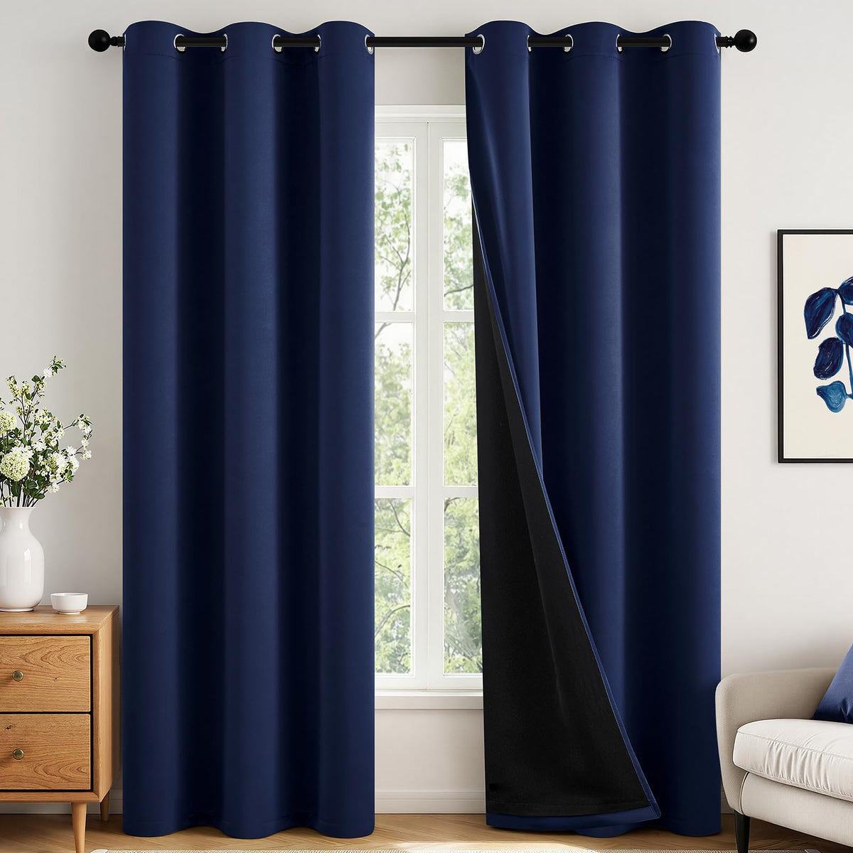 MIULEE Cream 100% Blackout Curtains for Bedroom 40x63 Inch Long