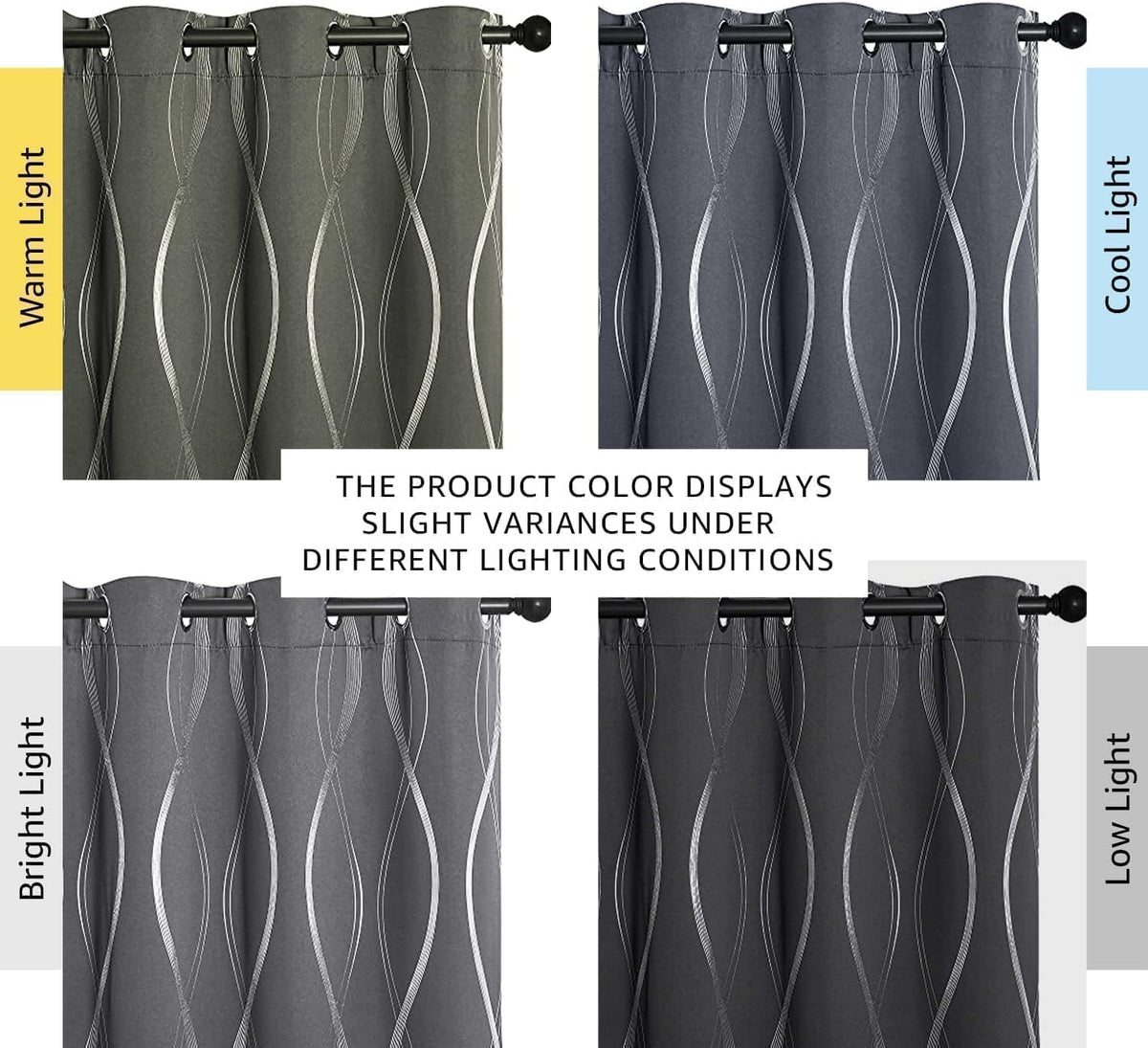 NICETOWN Grey Blackout Striped Pattern Curtains for Living Room, 52 x 84