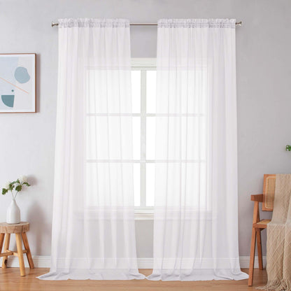 Simplebrand Black Sheer Curtains 84 Inches Long 2 Panels for Living Room