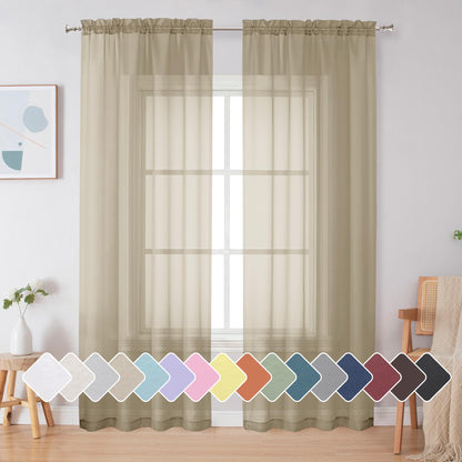 Simplebrand Black Sheer Curtains 84 Inches Long 2 Panels for Living Room
