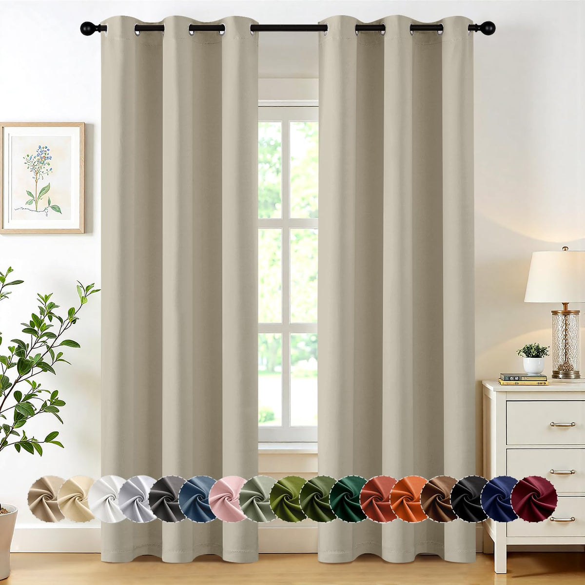 MIULEE Blackout Curtains for Bedroom 2 Panels 40 x 63 Inch Long Navy Blue