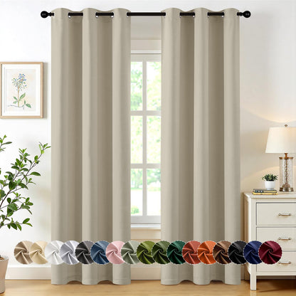 MIULEE Blackout Curtains for Bedroom 2 Panels 40 x 63 Inch Long Black