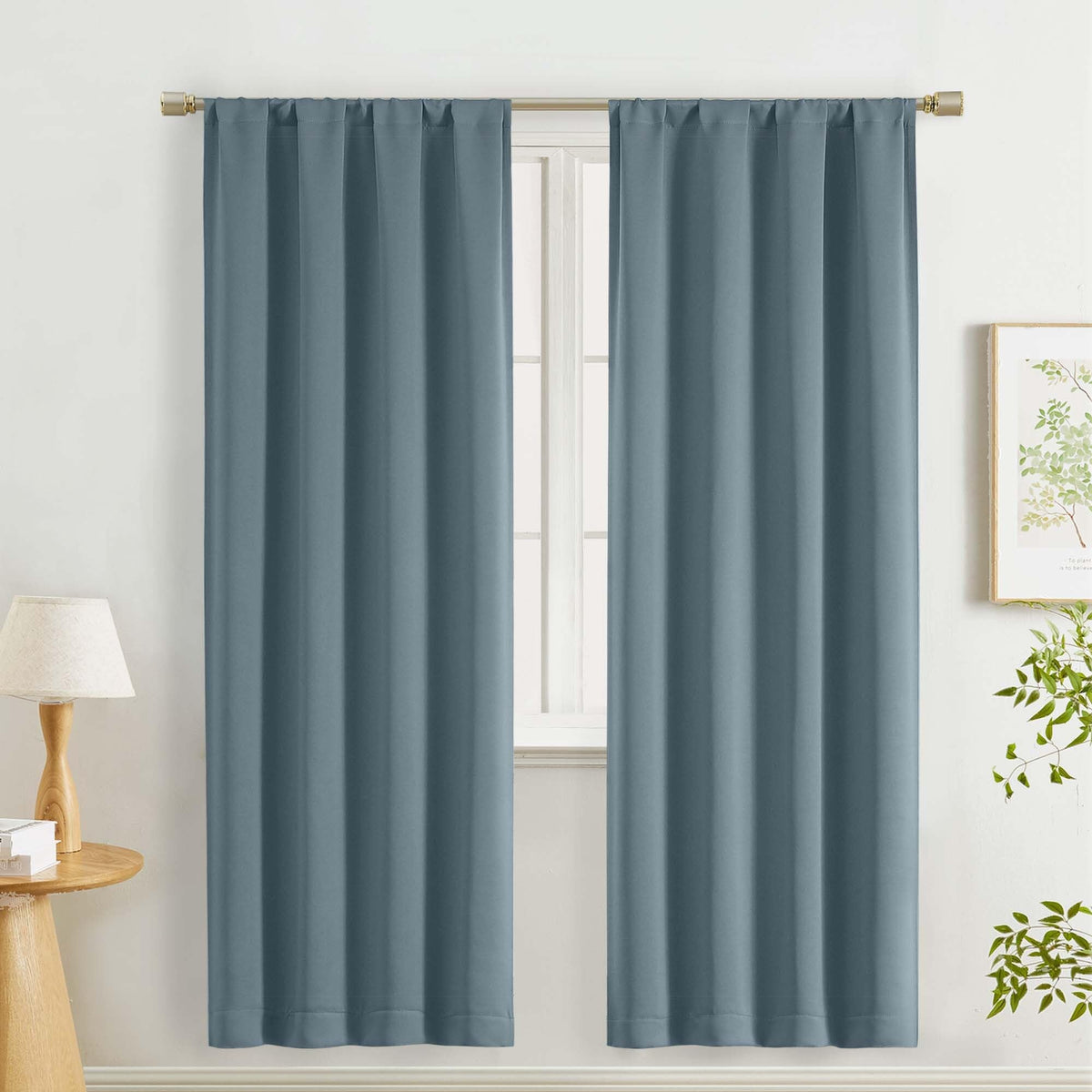 Lecloud Sage Green Room Darkening Curtains 54 Inch Length 2 Panels, Window Curtains for Bedroom, Energy Thermal Insulating Rod Pocket Curtain Drapes for Small Window, 40" W x 54" L
