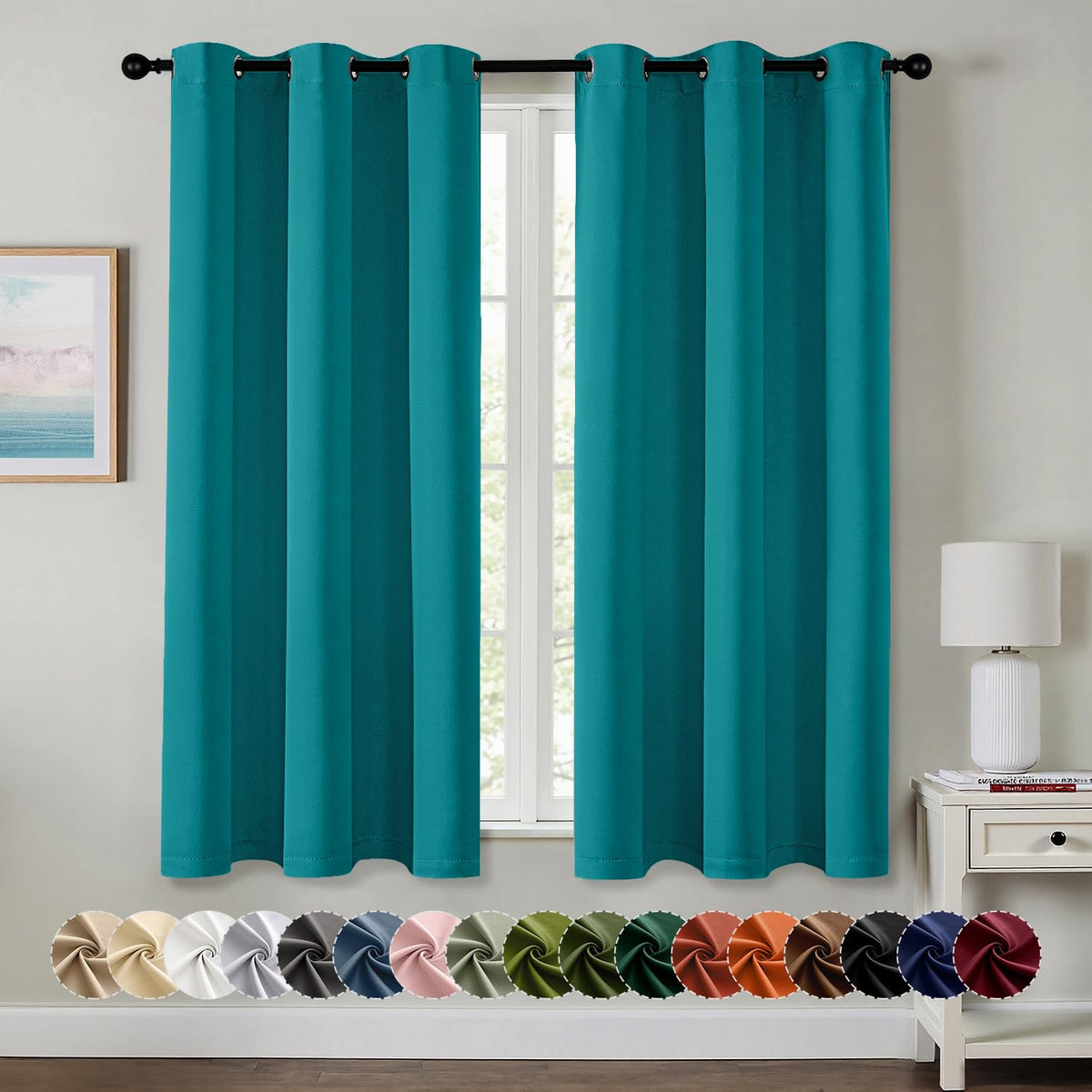 MIULEE Blackout Curtains for Bedroom 2 Panels 40 x 63 Inch Long Navy Blue