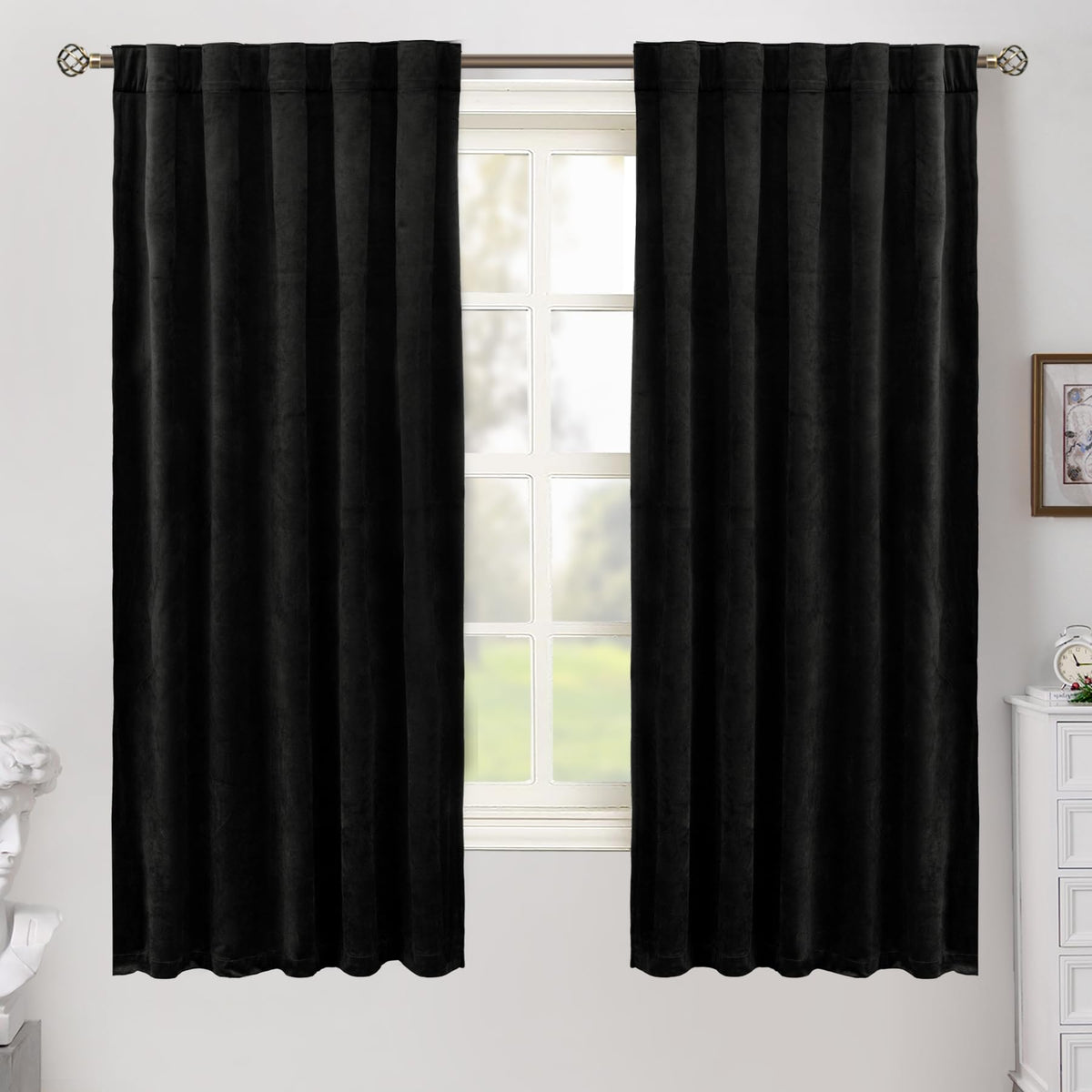 BGment Olive Green Velvet Blackout Curtains 52 x 84 Inch Length, 2 Panels