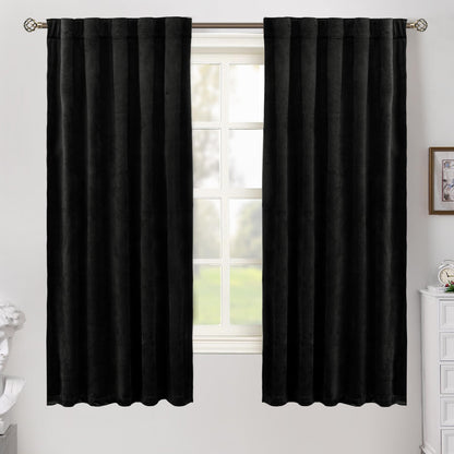 BGment Olive Green Velvet Blackout Curtains 52 x 84 Inch Length, 2 Panels