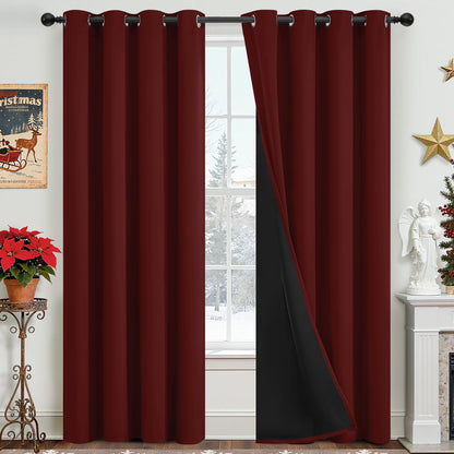 Yakamok Burgundy Red Blackout Curtains 84 inches Long for Bedroom 38" Wide