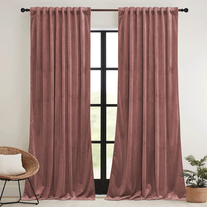 RYB HOME Sage Green Velvet Curtains 84 inches for Bedroom Living Room