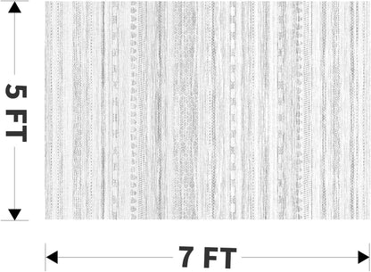 5x7 Area Rugs for Living Room Machine Washable Rug Distressed Indoor Carpet Neutral Moroccan Boho Rug Ultra Soft Area Rug for Bedroom Dining Room Playroom Office, Grey