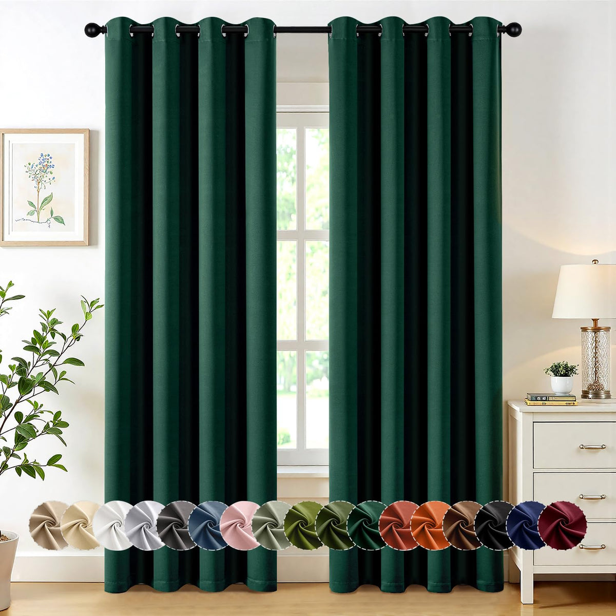 MIULEE Blackout Curtains for Bedroom 2 Panels 40 x 63 Inch Long Black