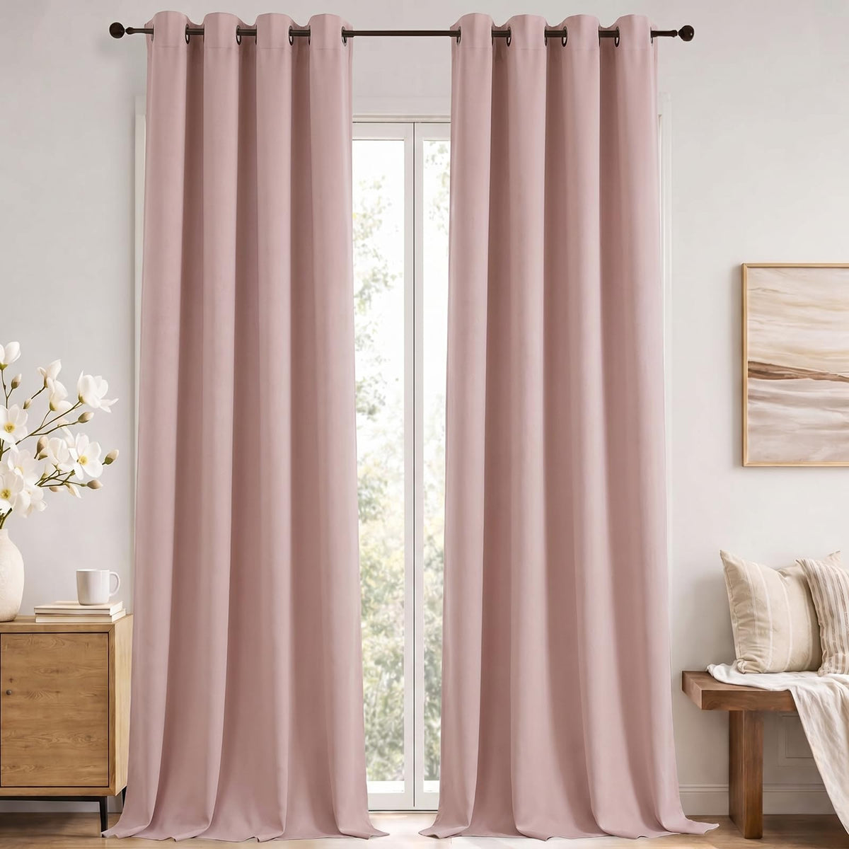 Simplebrand Sage Green Blackout Curtains 84 Inch Length 2 Panels Set for Bedroom/Living Room, Solid Room Darkening Thermal Insulated Grommet Energy Saving Window Treatment Drapes, Each 52" Wide
