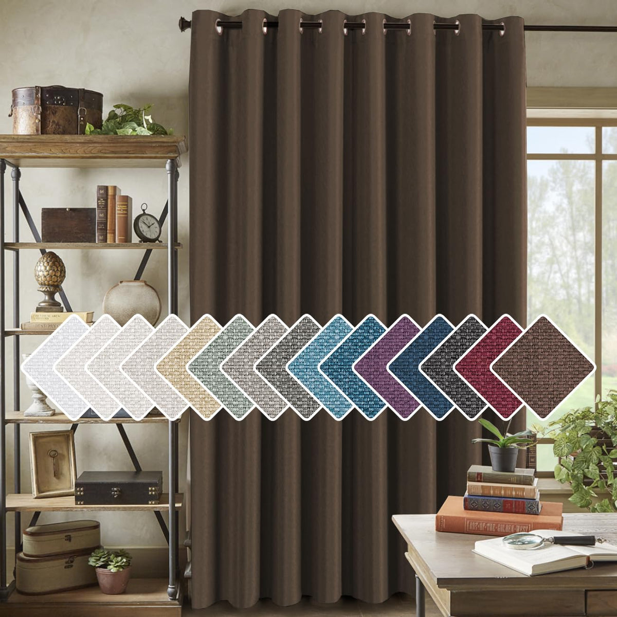 H.VERSAILTEX Linen Blackout Curtain 84 Inches Long for Bedroom/Living Room Thermal Insulated Grommet Linen Look Curtain Drapes Primitive Textured Burlap Effect Window Drapes 1 Panel - Heather Ivory