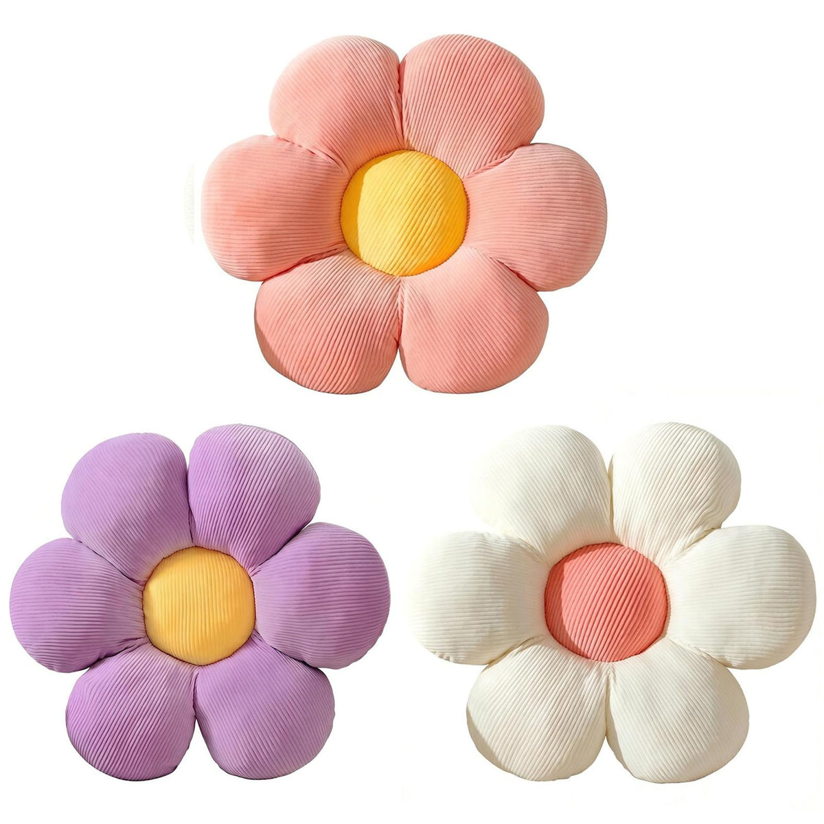 Flower Pillow,15.75" Daisy Pillow White Decorative Pillows