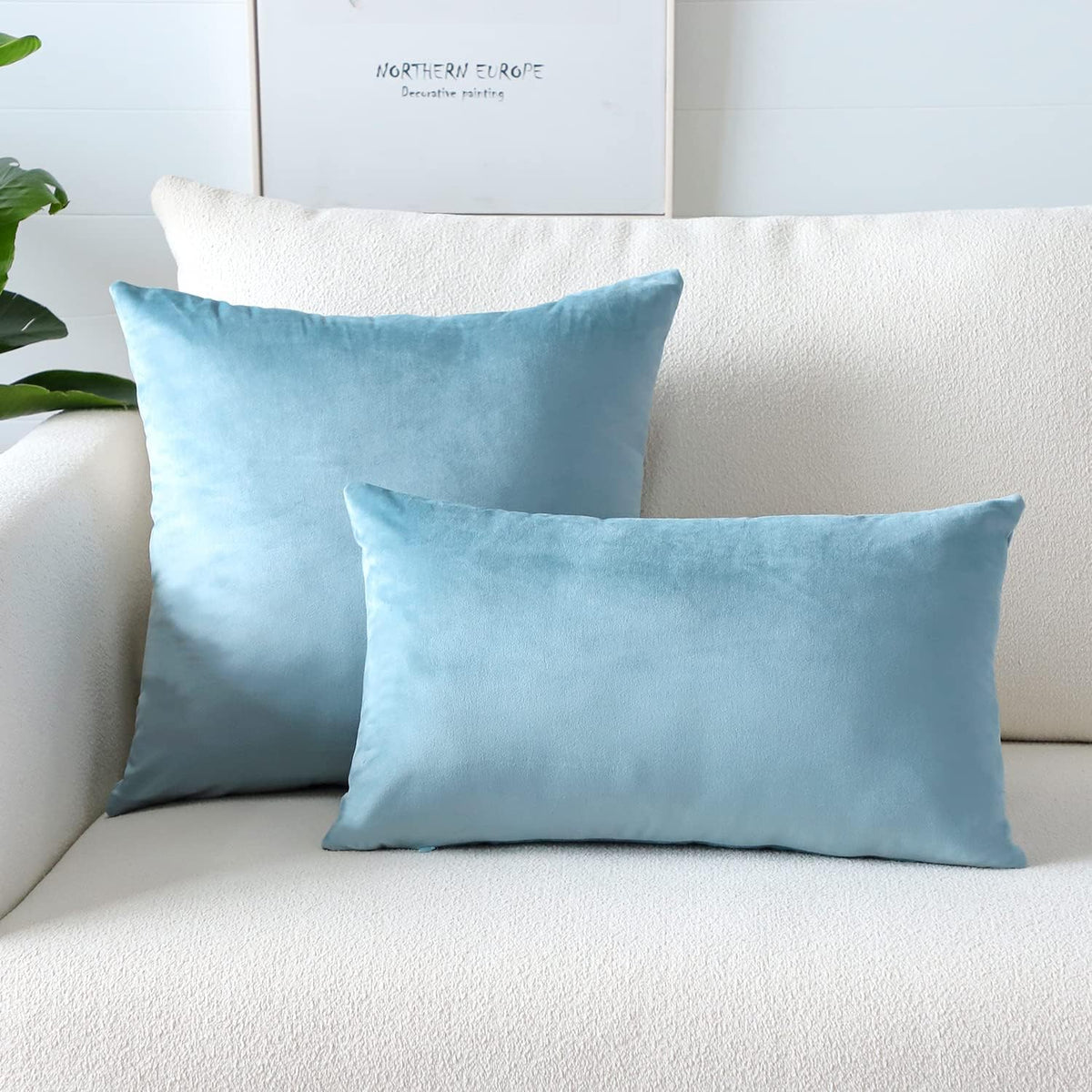 Artscope Luxury Velvet Pillow Covers Super Soft Decorative Square Throw Pillow Covers Case Cushion Covers for Sofa Couch Bedroom Car Decor 20x20 Inch Light Blue