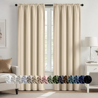 MIULEE Stone Blue Blackout Curtains for Bedroom Living Room 40"x63" 2 Panel