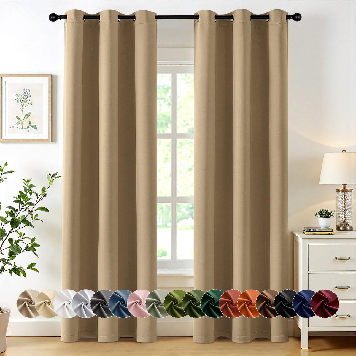 MIULEE Blackout Curtains for Bedroom 2 Panels 40 x 63 Inch Long Dark Grey