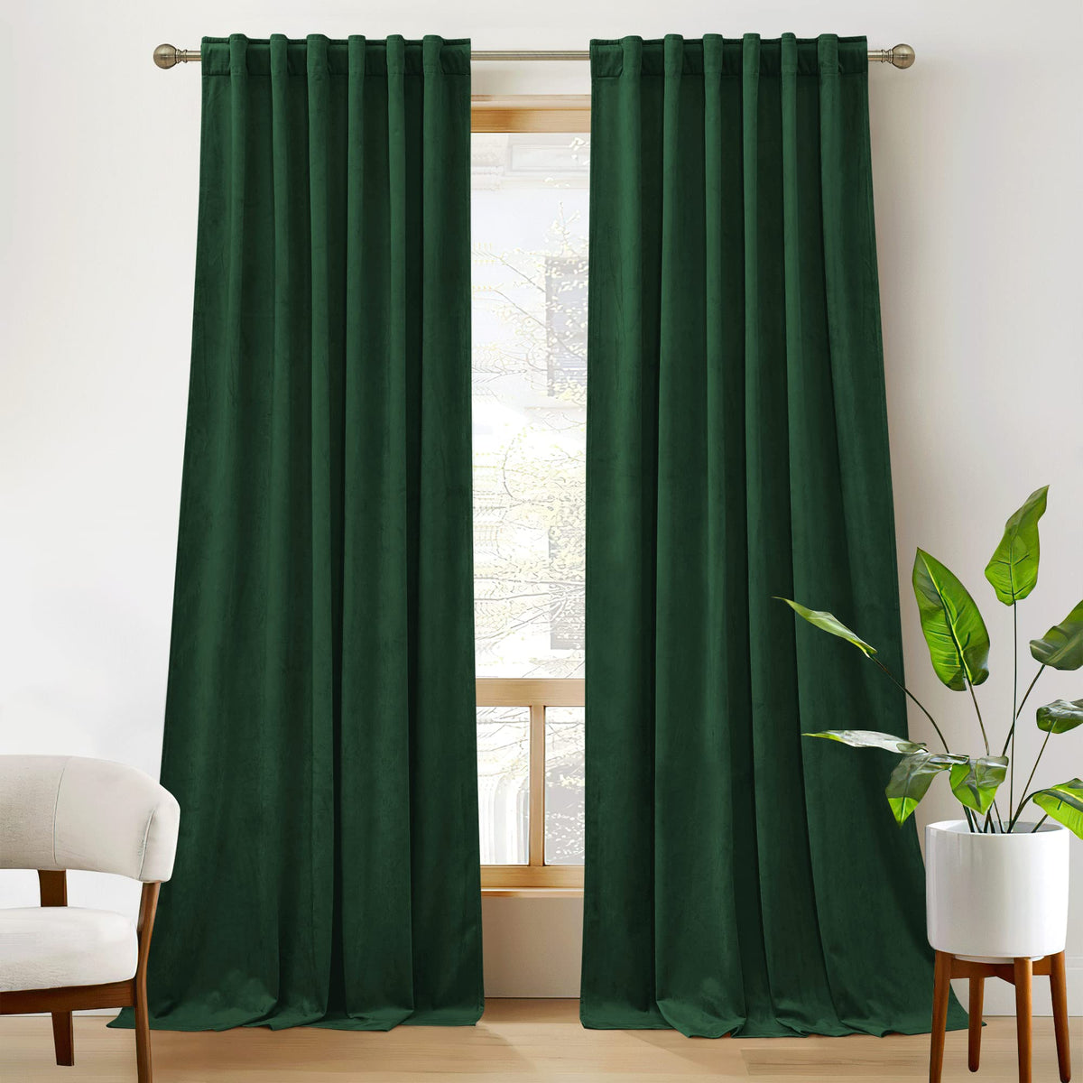 RYB HOME Blue Velvet Blackout Curtains for 84 inches Bedroom Living Room
