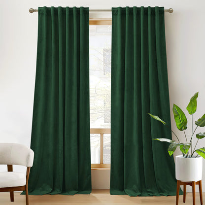 RYB HOME Blue Velvet Blackout Curtains for 84 inches Bedroom Living Room