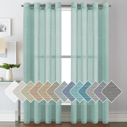 H.VERSAILTEX Natural Linen Sheer Curtains 84" 2 Panels Grommet
