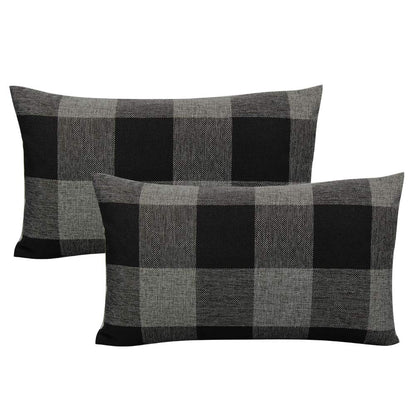 VAKADO Outdoor Plaid Throw Pillow Covers 18x18 Set of 2, Black & White