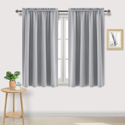 DWCN Blackout Curtains for Bedroom Living Room 42 x 63 Inch Long Black