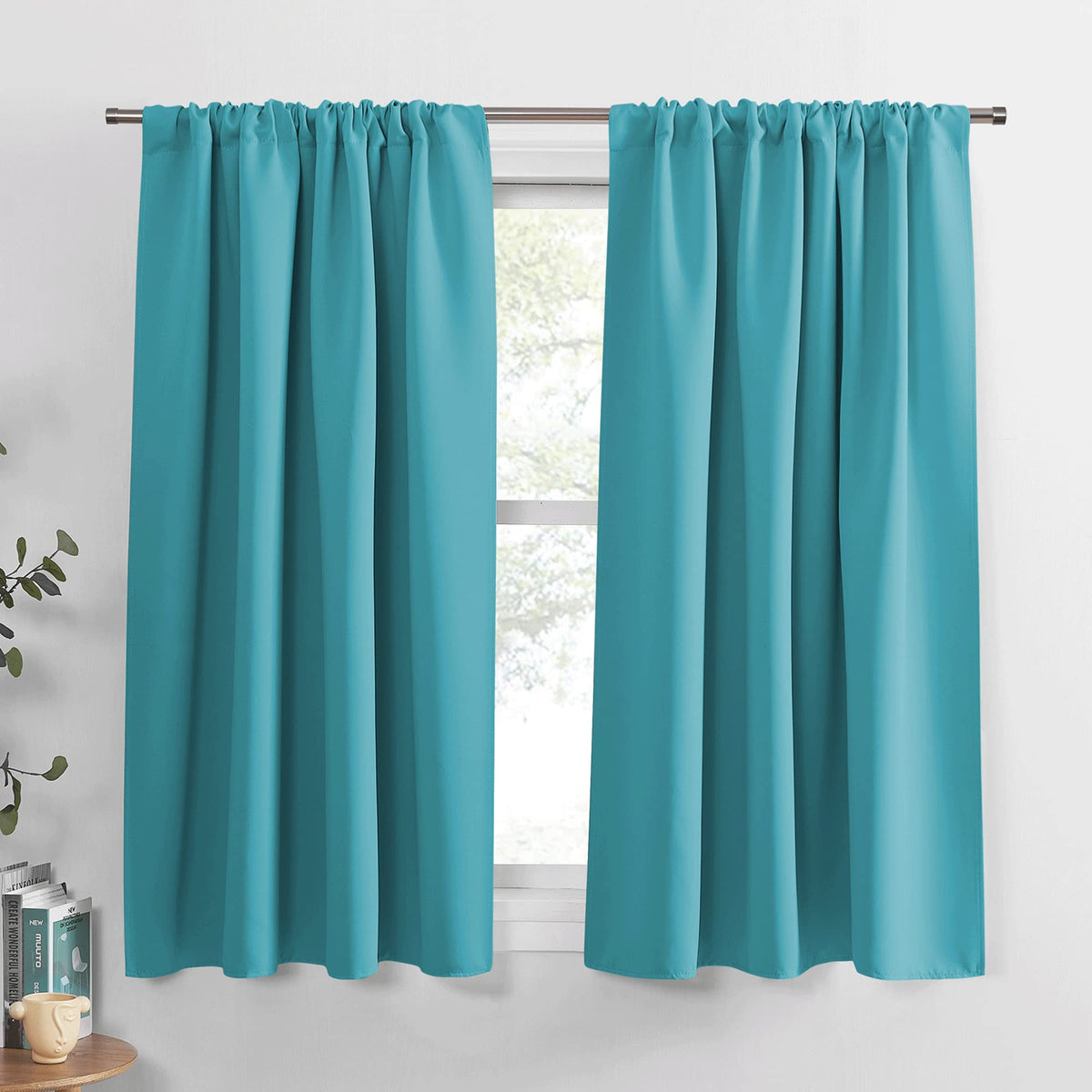 PONY DANCE Black Out Curtains 72 inch Long, Black, 2 Panels