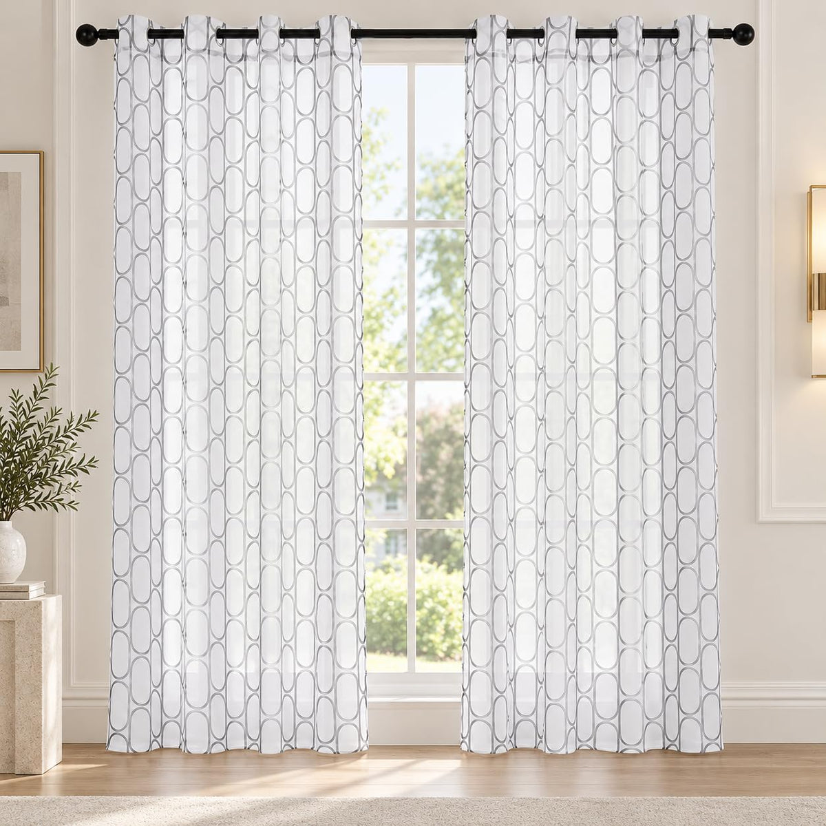 Deconovo Light Filtering Sheer Curtains 72 Inches Long for Living Room
