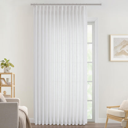 Vision Home Natural Linen Pinch Pleated Semi Sheer Curtains 42Wx90Lx2