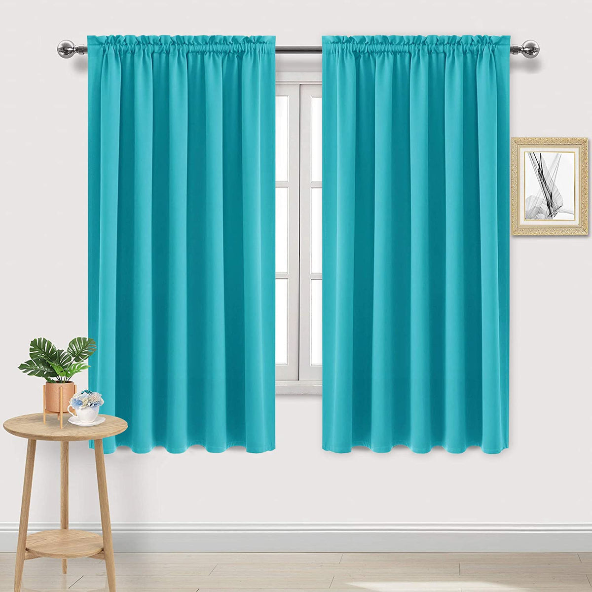 DWCN Blackout Curtains for Bedroom Living Room 42 x 63 Inch Long Black