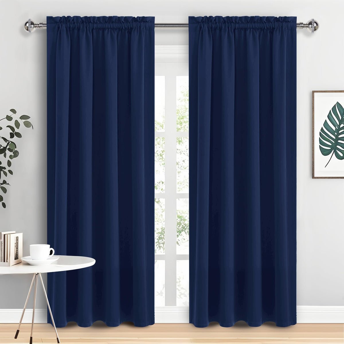 DWCN Blackout Curtains for Bedroom Living Room 42 x 63 Inch Long Black