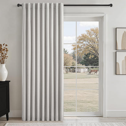 Topfinel Cream Ivory Blackout Curtains & Drapes 84 Inch Length, Beige Pinch Pleat Full Blackout Flax Linen Tab Top Soundproof Curtains with Hooks Rings for Bedroom Living Room Track 2 Panels Set