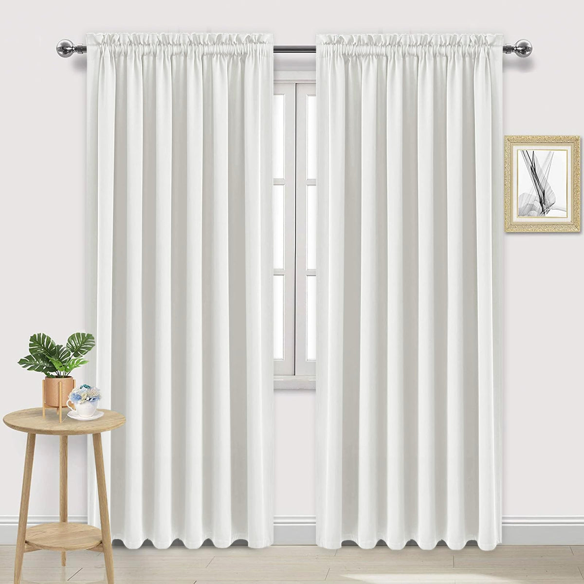 DWCN Blackout Curtains for Bedroom Living Room 42 x 63 Inch Long Black