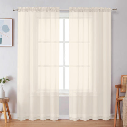 Simplebrand Black Sheer Curtains 84 Inches Long 2 Panels for Living Room