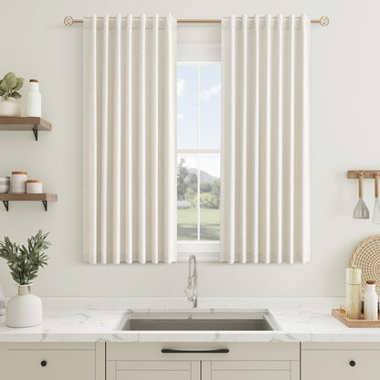 Guken Cream Linen Blackout Curtains 84 Inch Length 2 Panels Set for Living Room Bedroom Back Tab Thermal Insulated 100% Black Out Drapes Room Darkening Window Curtain Ivory Natural Beige