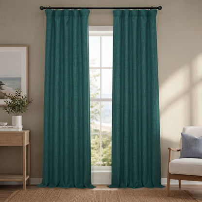 Faux Linen Curtains for Living Room (1 Panel) - 50W X 108L, Birch Taupe