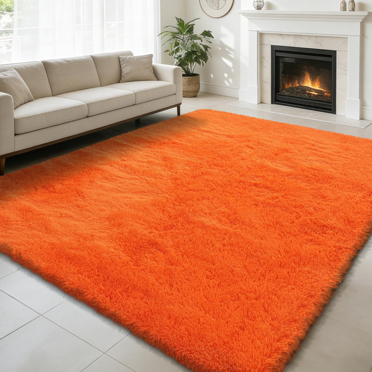 8x10 Fluffy Area Rugs for Living Room,Black Large Shag Area Rug for Bedroom