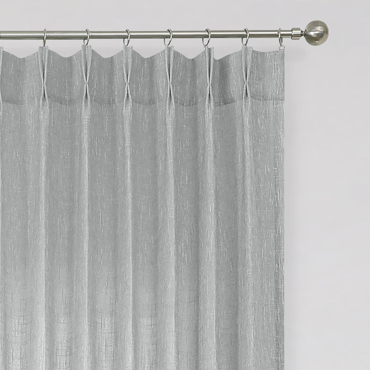 Vision Home Natural Linen Pinch Pleated Semi Sheer Curtains 42Wx90Lx2