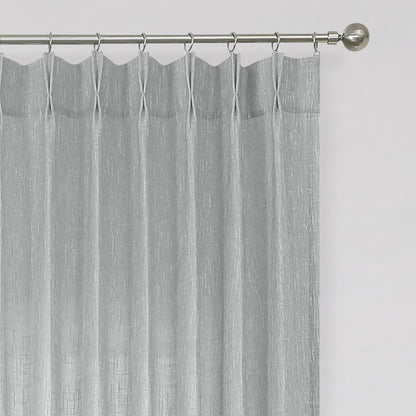 Vision Home Natural Linen Pinch Pleated Semi Sheer Curtains 42Wx90Lx2