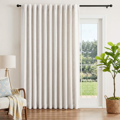 INOVADAY 100% Blackout Linen Curtains for Bedroom 50x84 Inches Cream
