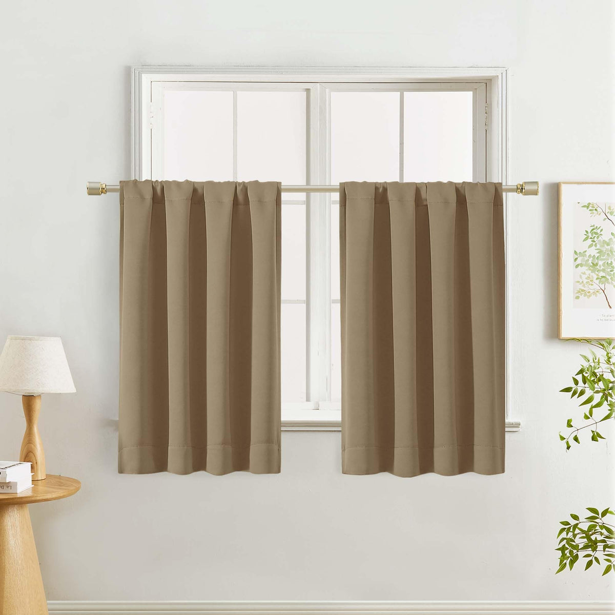 Lecloud Sage Green Room Darkening Curtains 54 Inch Length 2 Panels, Window Curtains for Bedroom, Energy Thermal Insulating Rod Pocket Curtain Drapes for Small Window, 40" W x 54" L