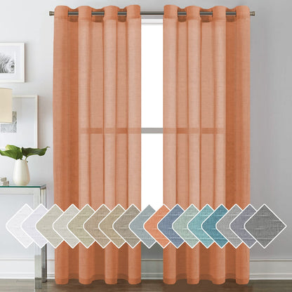 H.VERSAILTEX Natural Linen Sheer Curtains 84" 2 Panels Grommet